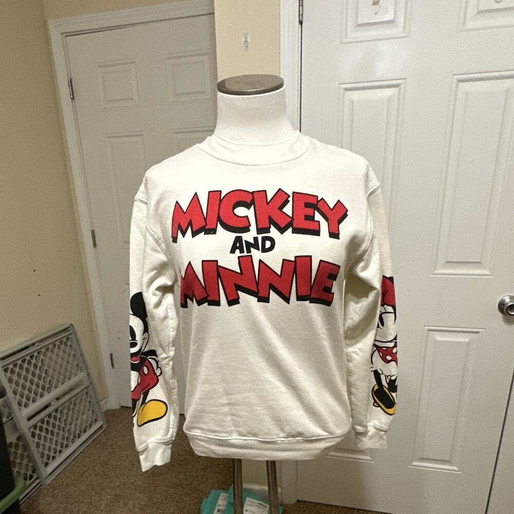 Disney Mickey and Minnie Mouse Graphic Crewneck Sweatshirt XS Vintage Style
